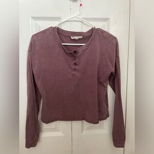 Pink rose small maroon/ purple quarter button up long sleeve